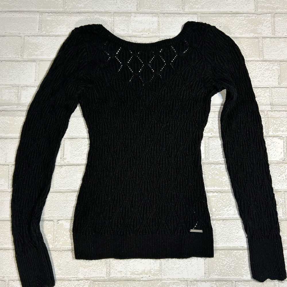 Abercrombie & Fitch Black Cable Knit Scoop Neck Sweater